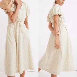 Madewell green and white tie dress